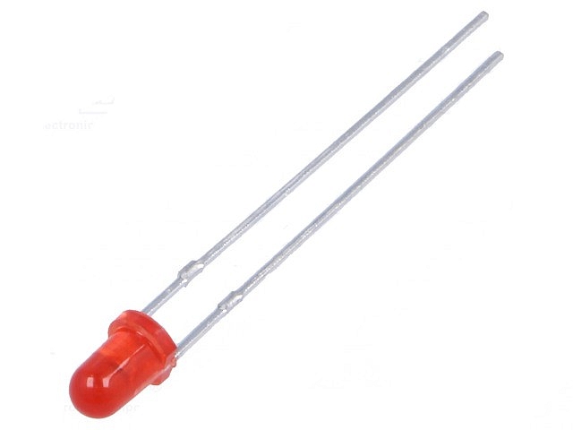 LED ø3mm Low Current (2mA) rood diffuus 627nm 2,8mcd 60°