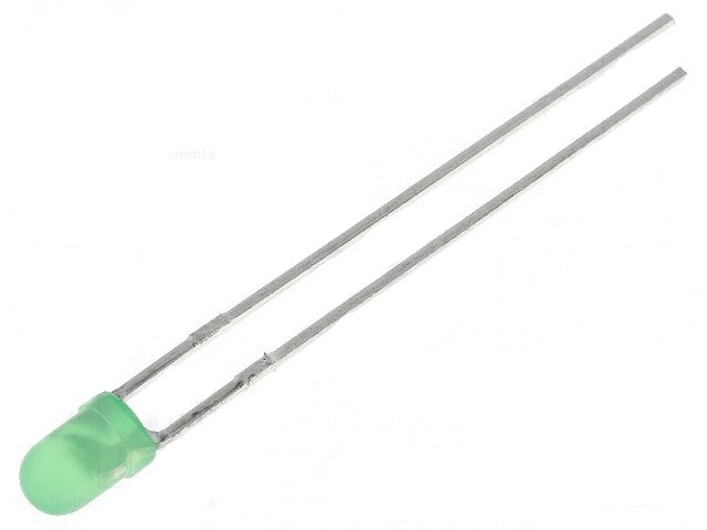 Led 3mm 2mA green 1,1mcd 60GD