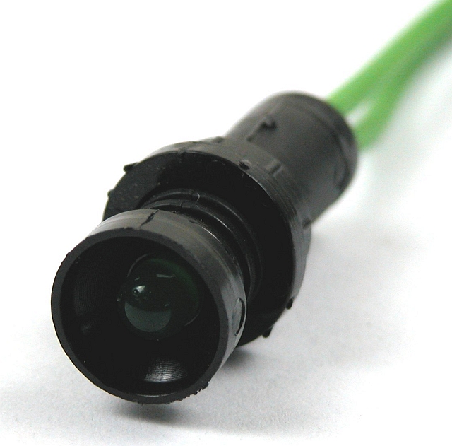 Control LED 230Vac ø12,3mm with wires - green