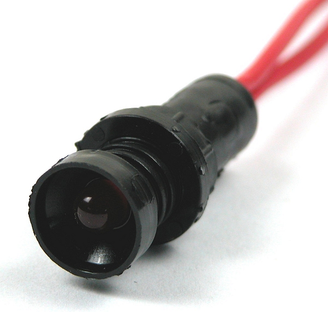 Controle LED 230Vac ø12,3mm met draden - rood
