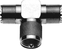 UHF T adaptor male -> 2x female