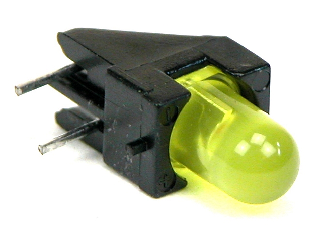 LED ø5mm haaks in houder - geel - uitlopend