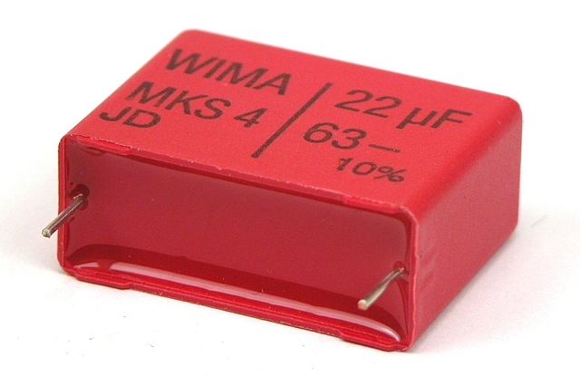 MKS Condensator 22uF 63V e=27,5mm - uitlopend