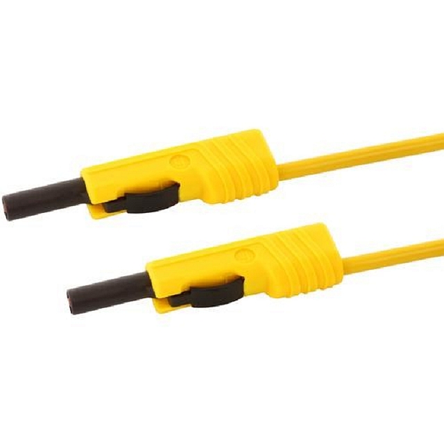 Sicherheits Labor kabel ø4mm Siliconen 1mm²/16A IEC - 25cm - gelb