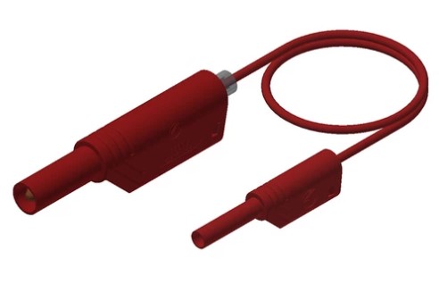 Meetsnoer PVC 1,0mm² stekker 4 mm naar stekker 2 mm 100cm rood