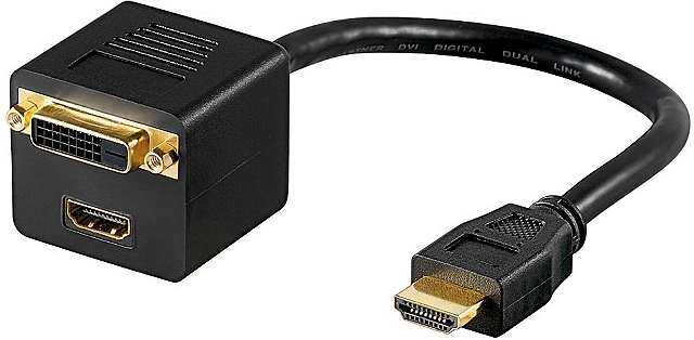 Adapterkabel 1x HDMI stecker -> DVI buchse + HDMI buchse