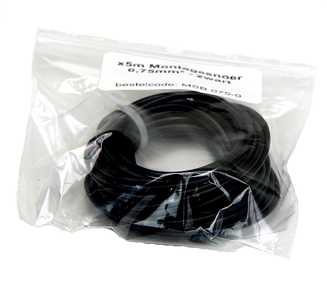 x5m Montagesnoer 0,5mm² - zwart