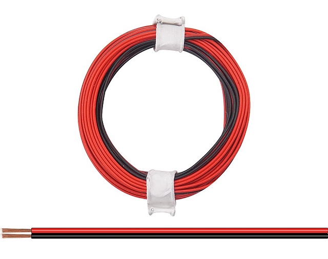 x5m Tweeling snoer 2x0,08mm² - rood/zwart