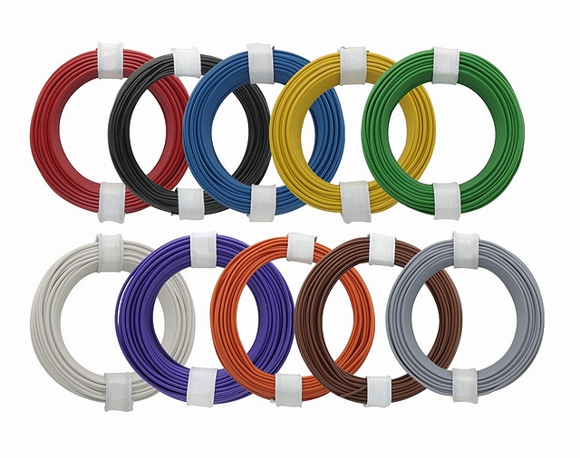 PVC cable 0,14mm² - 10 x10m - 10 different colors