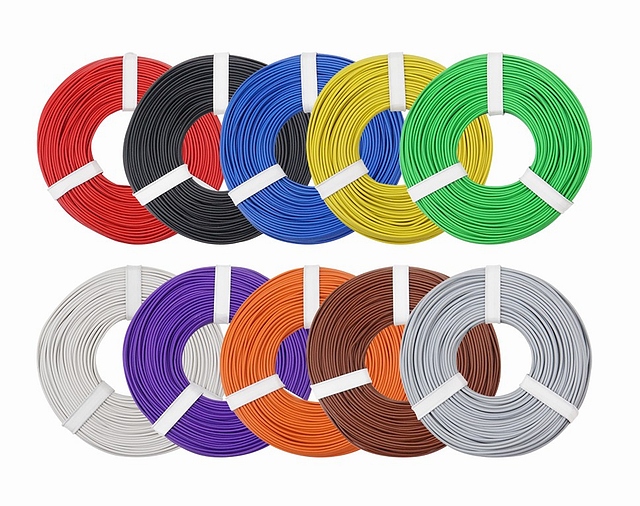 PVC cable 0,25mm² - 10 x10m - 10 different colors