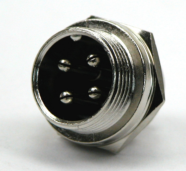 Microfoon chassisdeel male 4-polig met schroefraad