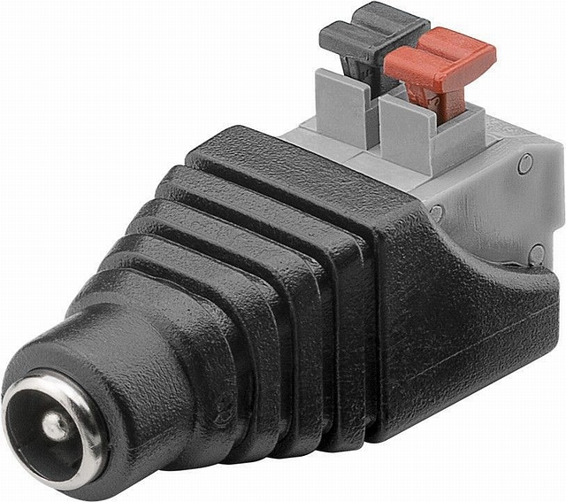 Voedings kontrasteker ø5,5/ø2,1mm met Drukaansluitingen