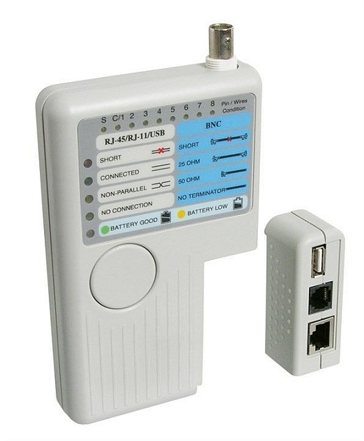 Netwerktester Cat5/6, ISDN, BNC en USB