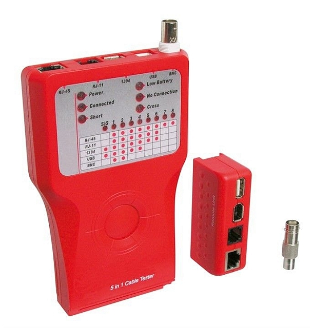 Netwerktester Cat5/6, ISDN, BNC, USB en IEE1394