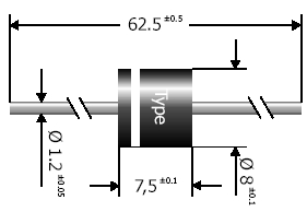 Gelijkricht Diode 10A 1000V - ø8,0x7,5mm