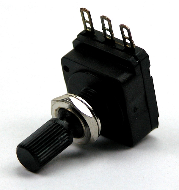 Potmeter met ø6mm as (19mm) plastic mono-lineair 250K - soldeer