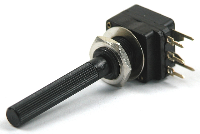 Potentiometer with ø6mm schaft plastic mono-lin 25K with switch