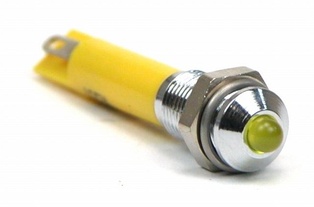 LED in houder ø7,0mm 24Vdc - gele LED - chroom - soldeer