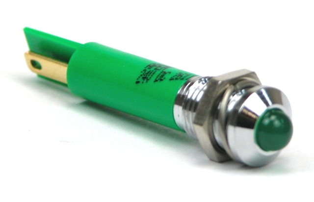 LED in houder ø9,5mm 24Vdc - groene LED - chroom - soldeer