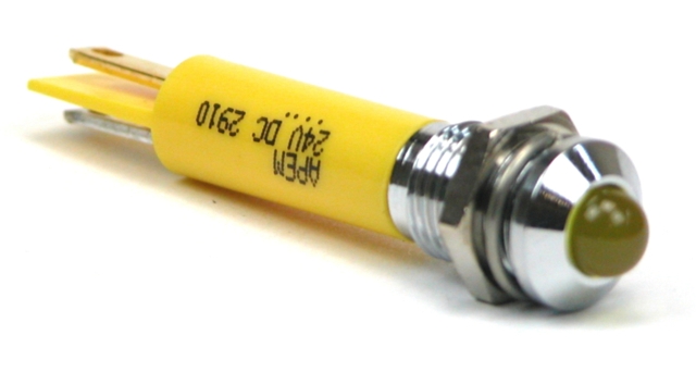 LED in houder ø9,5mm 24Vdc - gele LED - chroom - soldeer