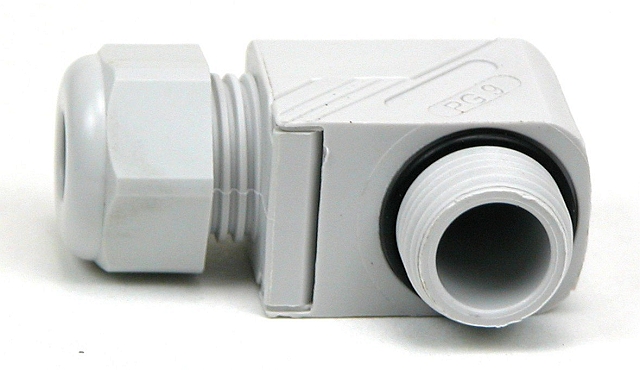 PG-9 cable gland angled IP-68 - grey - RAL7035