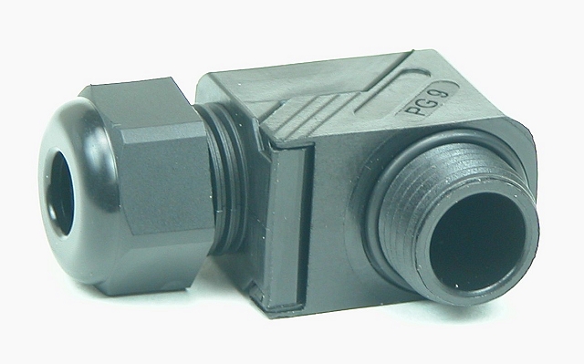 PG-9 cable gland angled IP-68 - black - RAL7035
