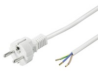 Powercable Schuko straight with 3 cable ends 3x0,75mm² - 1,5m - white