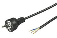Powercable Schuko straight with 3 cable ends 3x1mm² - 5,0m - black