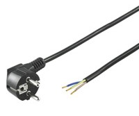 Powercable Schuko angled with 3 cable ends 3x1mm² - 5,0m - black