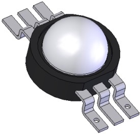 RGB Power LED Emiter 3W RGB 130° - Lens =  transparent