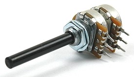 Potentiometer ø6mm achse kunststof stereo-lin 470K