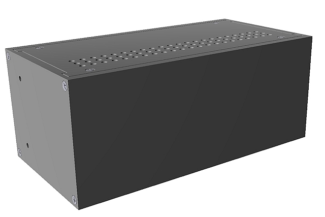 Rack 2HE - 211 x 108 x 89mm - black - with vented top/bottom