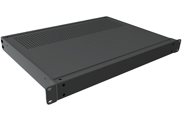 19" Kast 1HE - 330mm diep aluminium met ventilatiesleuven - zwart