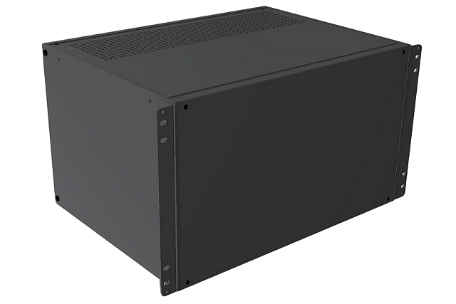 19" Rack 6HE - 330mm depth aluminium with ventilated top+bottom - black