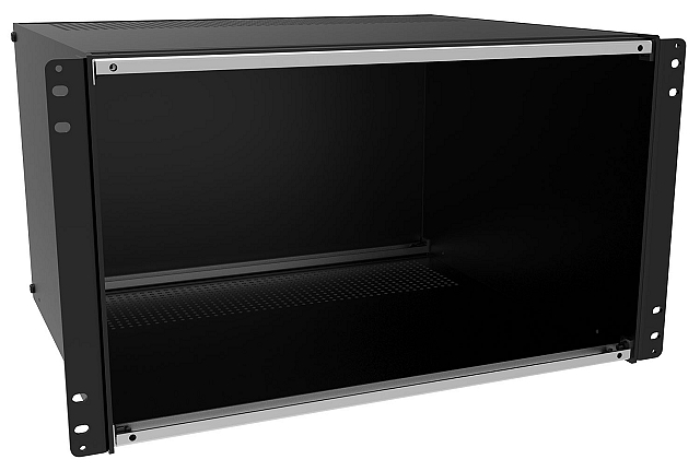 19" Rack 6HE - 330mm depth aluminium with ventilated top+bottom - black