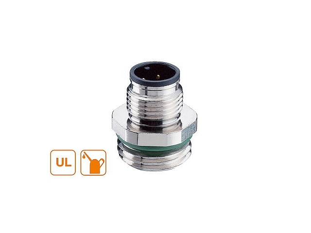 Inbouw connector 4-polig M12 male soldeer - PG9