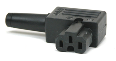 2+GND IEC-C15A Kabelbuchse gewinkelt - 10mm tule
