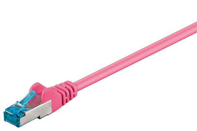 Patchkabel S/FTP Cat6A AWG27/7 - halogeenvrij - roze - 10m