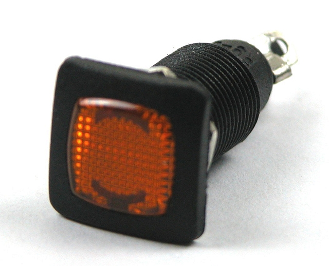 Signaallamp 14x14mm 12Vdc - geel