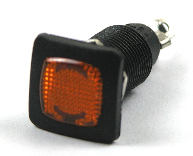 Indicator light 14x14mm 12Vdc - yellow