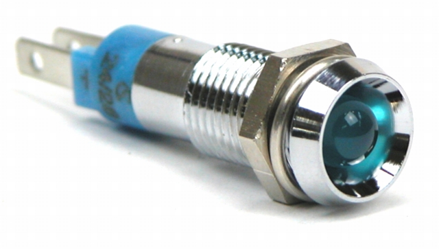 Control LED 24-28V blue - IP-67 - chrome corps