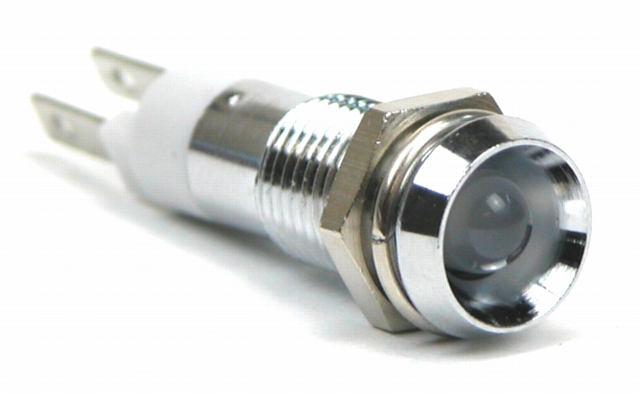 Control LED 24-28V white - IP-67 - chrome corps