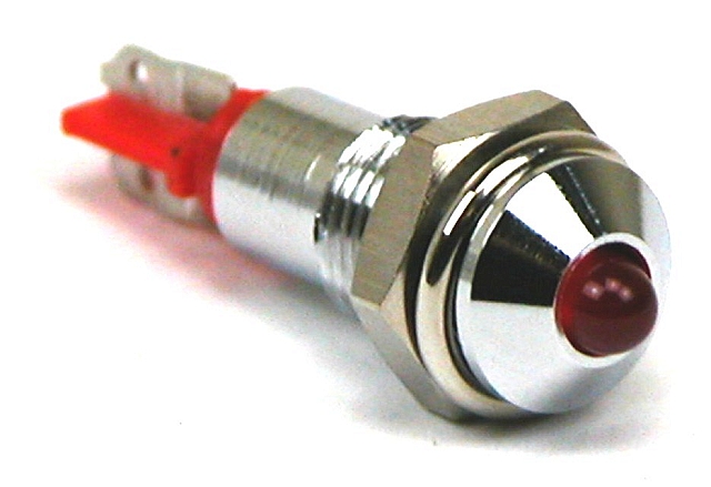 LED in holder ø7mm 24-28Vdc - red LED - chrome - solder
