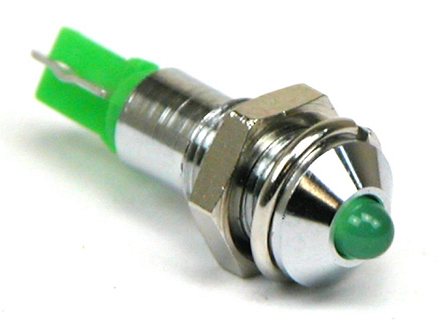 LED in fassung ø7mm 24-28Vdc - grüne LED - chrome - löt