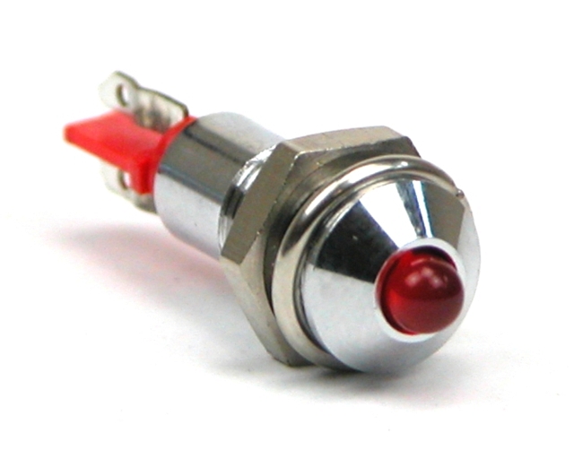 LED in houder ø7,0mm 12Vdc - rode LED - chroom - soldeer