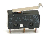 Microswitch 5A/250Vac met gebogen hevel - soldeer