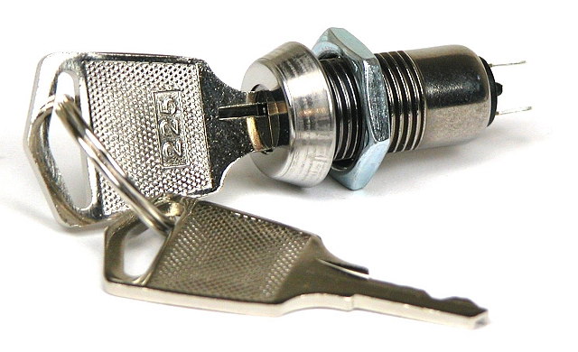 Schlüsselschalter- 1A/125V aan-uit ø12mm mit selbe schlüssel