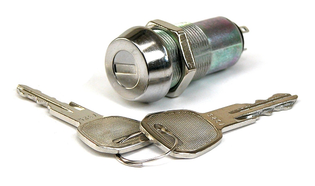 Schlüsselschalter- 4A/125Vac aan-uit ø19mm mit selbe schlüssel