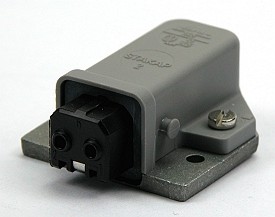 Power connector 2-polig female chassis opbouw 16Aac/10Adc