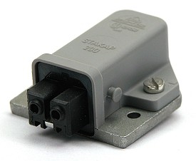 Power connector 2-p female socket Surface mounted16Aac/10Adc